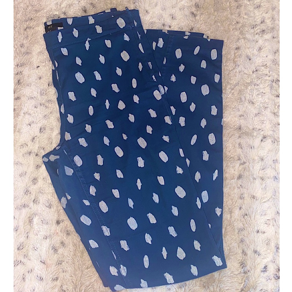 H&M Navy Blue Spot Print Trousers
